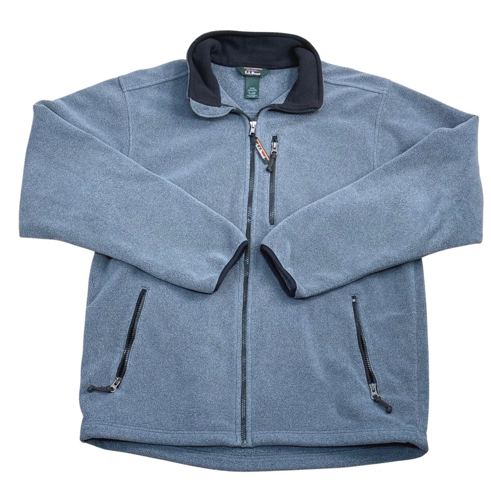 Vintage L.L. Bean Full Zip Polartec Fleece Jacket Mens LG-Tall Gray 90's Y2K